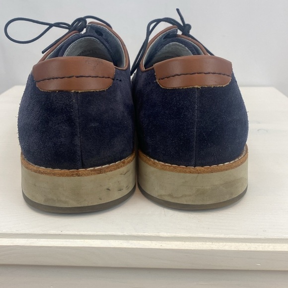 Johnston & Murphy Blue Suede Oxford Shoes Sheepskin - Picture 6 of 12